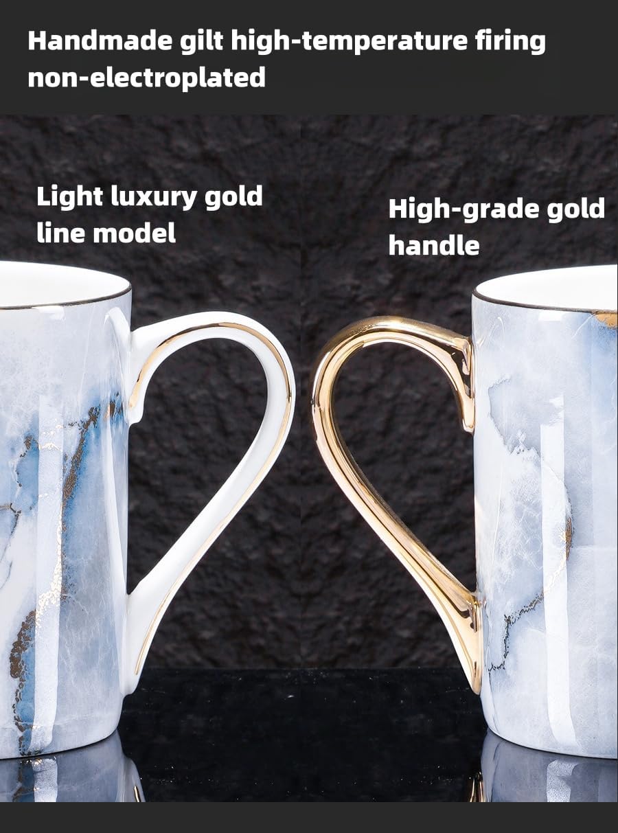 Vintage Decor,Bathroom Accessories Sets Complete Modern Simple Marble Vein Bathroom Countertop Organizer with Bamboo Tray Easter Bathroom Decor Western Modern Home Decor Platinum Cup Gold Handle Cup