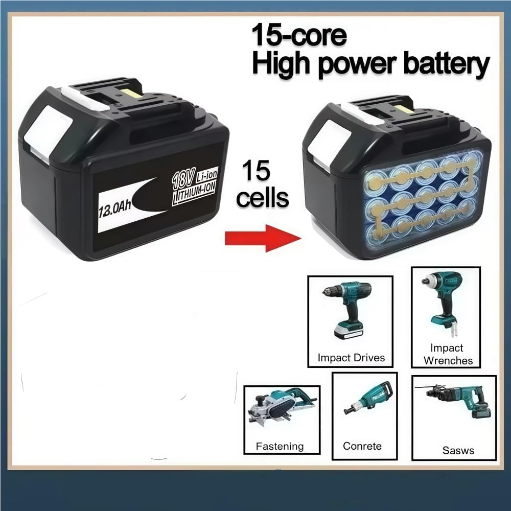 18V Li-ion Battery Compatible with LXT BL1860B BL1850B Replacement for BL1830B BL1840B LXT400 Cordless Circular Saw Angle Grinder & Blower High Capacity(6.0Ah x2 12.0Ah x2)