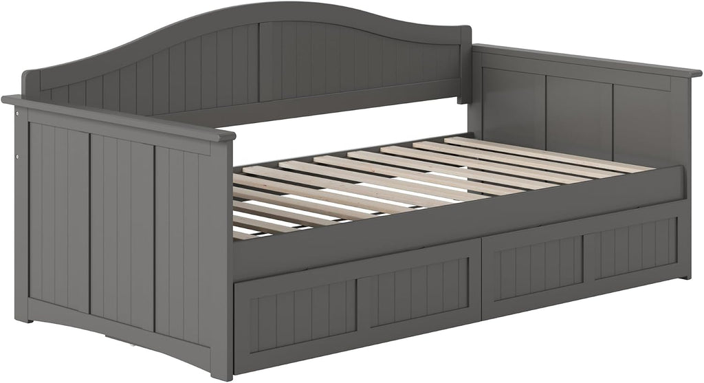 AFI, Nantucket Twin Size Wood Daybed Frame with 2 Storage Drawers, Grey