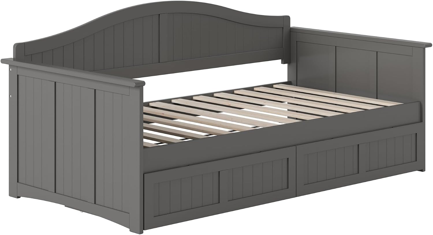 AFI, Nantucket Twin Size Wood Daybed Frame with 2 Storage Drawers, Grey