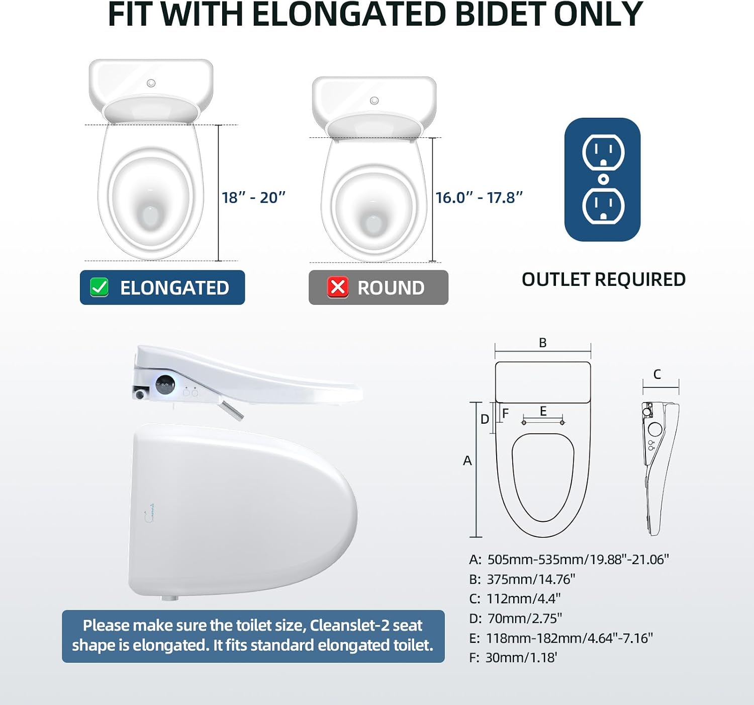 Electric Bidet Toilet Seat, Elongated Heated Toilet Seat with Instant Warm Water & Dryer, Smart Bidet Warmer, Feminine & Front Rear Wash, Wireless Remote, Self-Clean Nozzle, Slow Close Lid