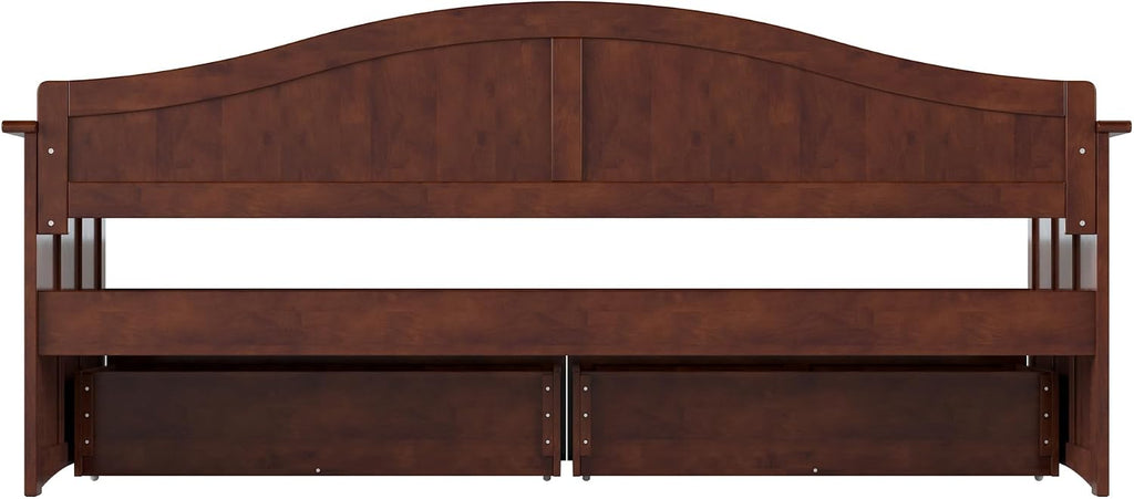 AFI, Nantucket Twin Size Wood Daybed Frame with 2 Storage Drawers, Walnut (Brown)