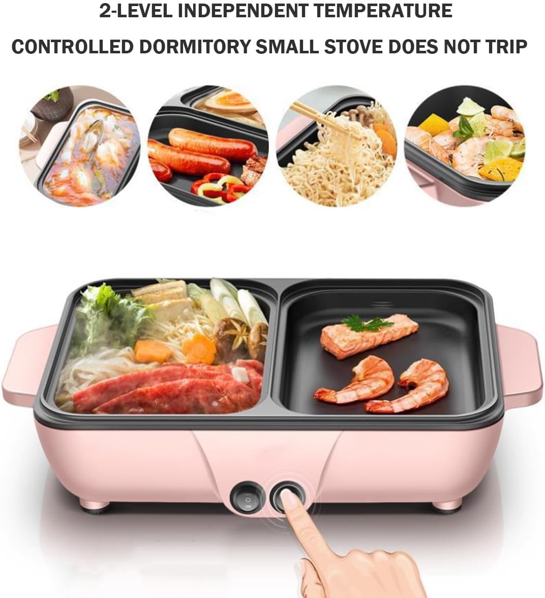Electric Flat Top Grill, Electric Griddle, Flattop Grills Indoor Safely Washable, Suitable for Frying Grilling Stir Frying(Pink,34.5 * 22 * 8.5)
