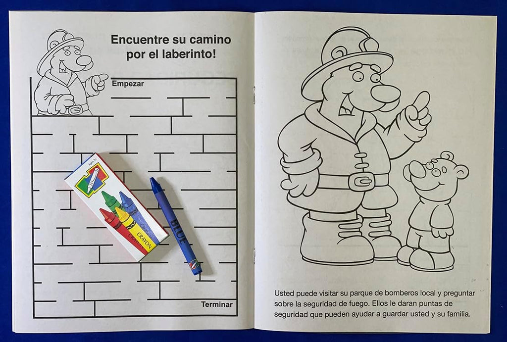 ZOCO – Fire Safety (in Spanish) Custom Coloring & Activity Books for Kids (250 Bulk Pack, With Crayons) – Fire Prevention Week, National Night Out Educational Materials
