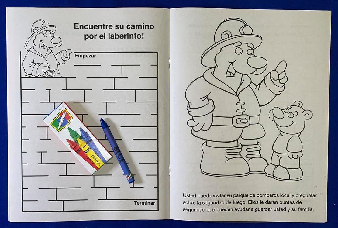 ZOCO – Fire Safety (in Spanish) Custom Coloring & Activity Books for Kids (250 Bulk Pack, With Crayons) – Fire Prevention Week, National Night Out Educational Materials