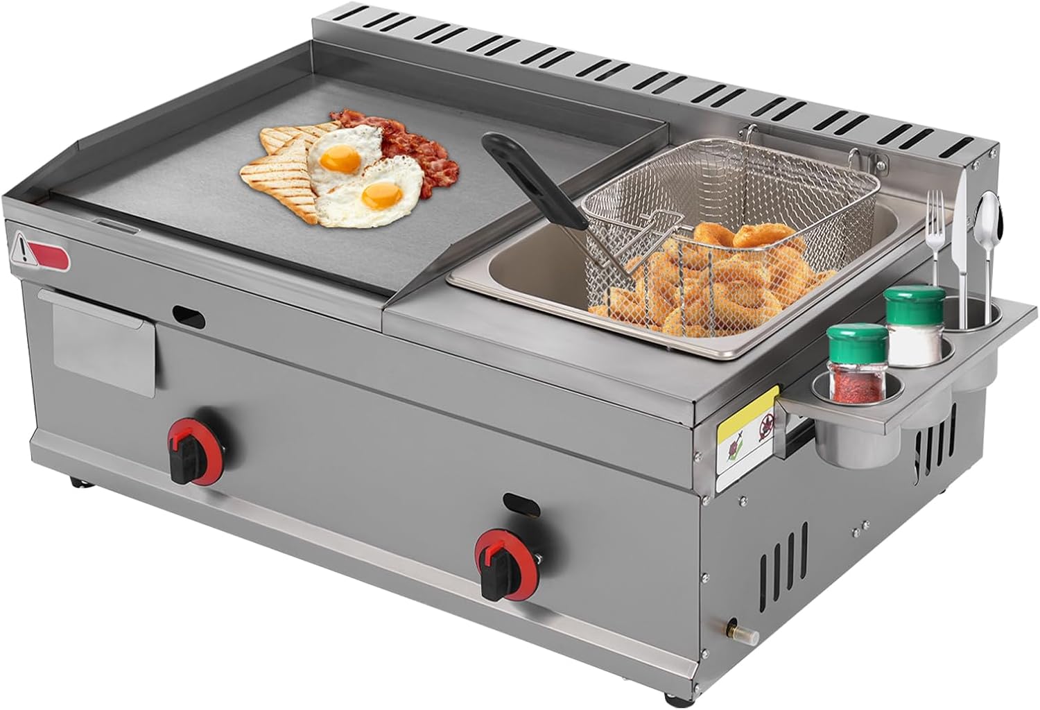Gas Deep Fryer,Commercial Griddle Flat Top Grill,Independent Temperature Control Deep Fryer with Flat Top Grill Griddle,6L Multi-function Deep Fryer for Restaurant Snack Bar