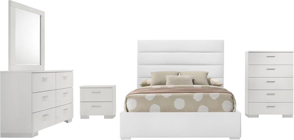 Coaster Home Furnishings Felicity 5-Piece Full Bedroom Set White High Gloss 203511F-S5