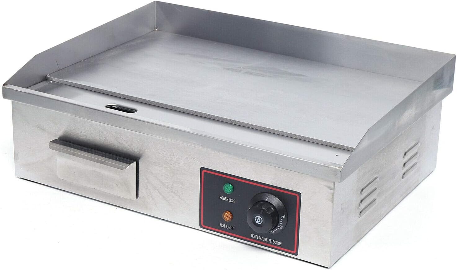 Commercial Griddle, Electric Griddle Flat Top Grill Hot Plate BBQ Countertop Commercial Pan Stainless Steel Flat Top Grill 50°C to 300°C Adjustable 1.6kw