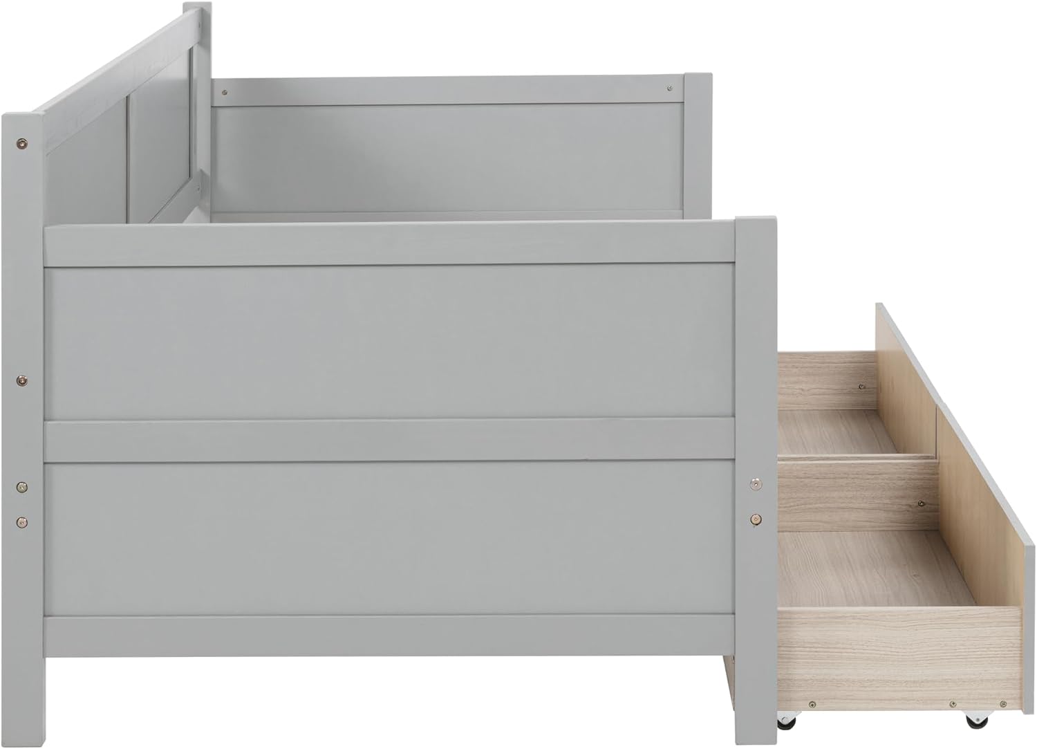 Bellemave Twin Size Kids Bed with 2 Storage Drawers, Wood Twin Daybed with Storage, BedFrames for Kids, Adults, Gray