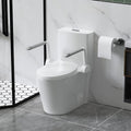 Elongated One Piece Toilet with Comfort Chair Seat ADA Height 17.3' and armrests, Modern Toilets for Bathroom, Powerful Dual Flush 1.1/1.6 GPF Compact Toilet, MAP 1000g, 12' Rough-In, Glossy White