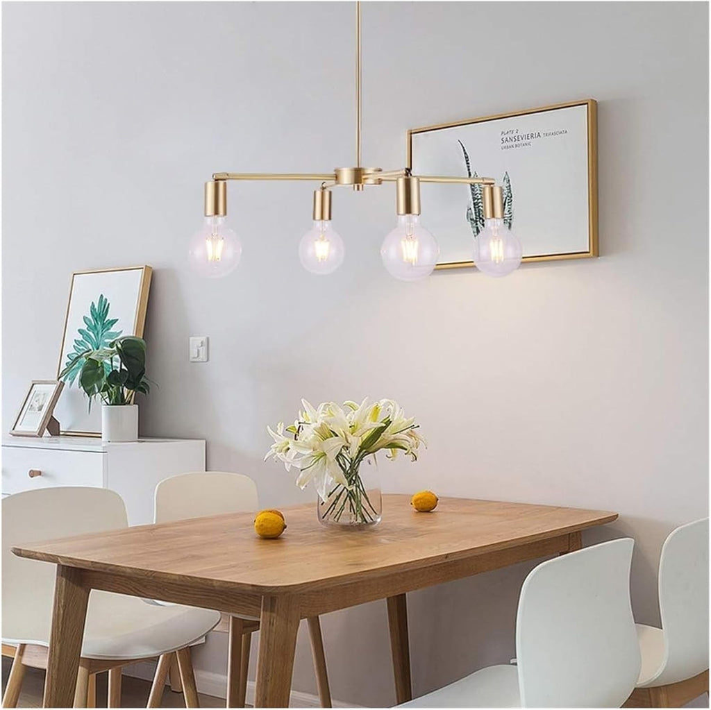All Copper Restaurant 4 Light Source Modern Minimalist Living Room Bedroom Ceiling Lamp Small Chandelier, Lighting Chandelier