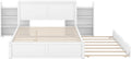 SOFTSEA Queen Bed Frame with Trundle Wood Platform Bed Frame with Pull Out Shevles for Bedroom