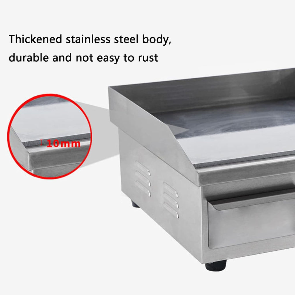 Electric Countertop Flat Top Griddle, Commercial Hot Plate BBQ, Non-Stick Teppanyaki, Stainless Steel Grill, Adjustable Thermostatic Control, for Kitchen Restaurant