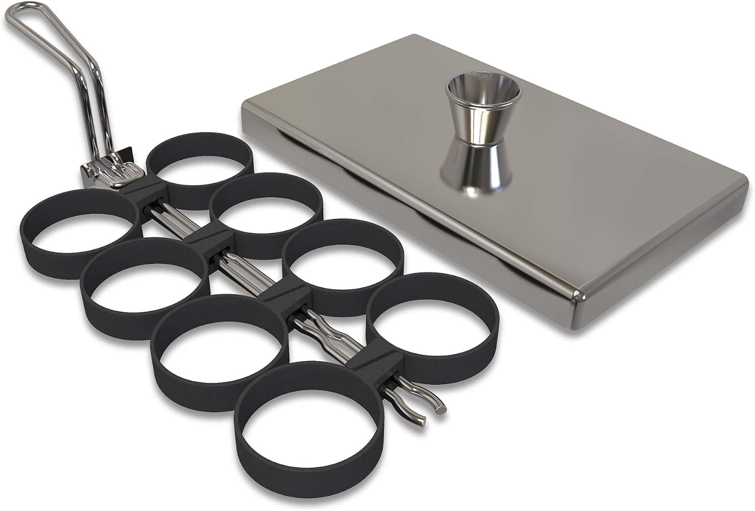 Rattleware Stainless Steel Egg Rings Commercial-Grade Egg Fryer Ring for Frying Eggs – Durable Metal Round Rings with Heat-Resistant Handle – Breakfast Kitchen Gadgets and Egg Cooker (8 Ring Set)
