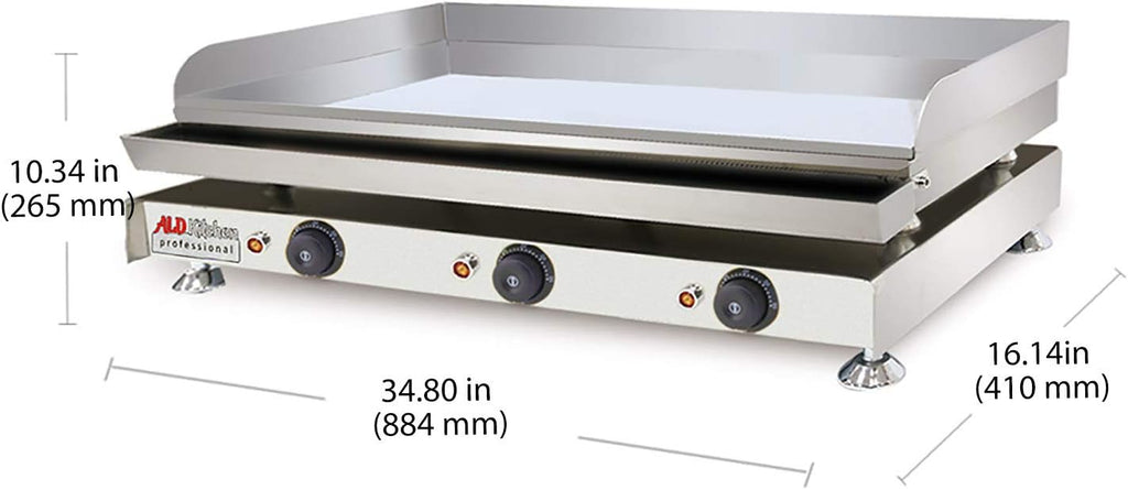 ALDKitchen Flat Top Griddle | Teppanyaki Grill | Single, Dual or Triple Thermostat | Commercial Use | 110V (Large)