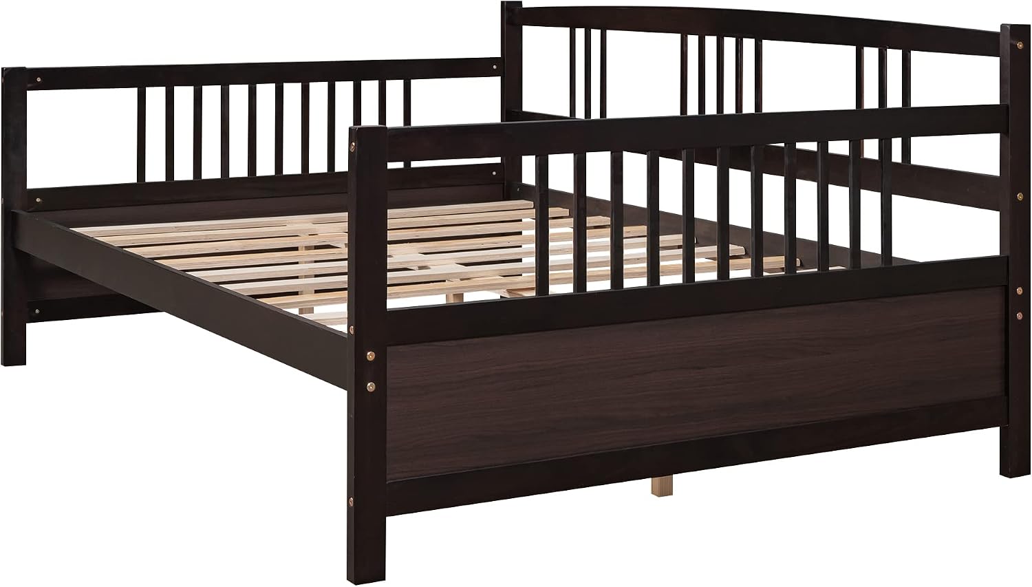 Merax Daybed Full, Full Daybed Wooden Slats Support Modern Living Daybed with Rails, No Box Spring Needed (Espresso)