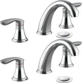 Bathroom Sink Faucet, Faucet for Bathroom Sink, Widespread Chrome Bathroom Faucet 3 Hole with Stainless Steel Pop Up Drain and cUPC Lead-Free Hose - (Chrome 2 Packs)