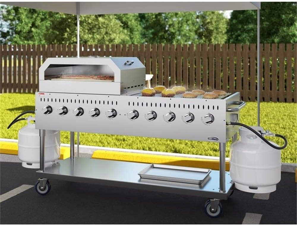 Pemberly Row 72' Outdoor Propane Gas Grill with 10 Burners and 36' Griddle – Commercial Stainless Steel BBQ Grill