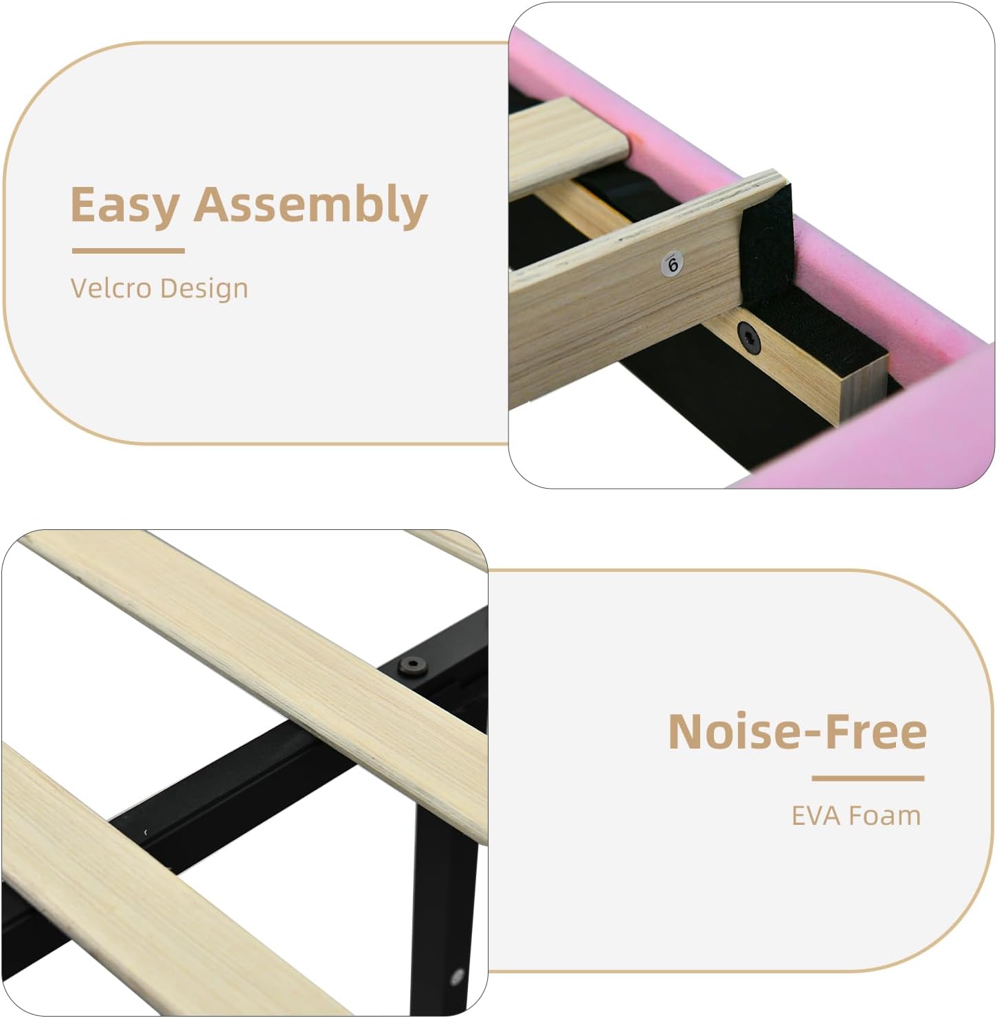 HOMBCK Twin Bed Frames for Kids, Twin Size Bed Frame with LED Lights and Velvet Upholstered Adjustable Headboard, Princess Diamond Design, Wooden Slats Support, Noise Free, No Box Spring Needed, Pink