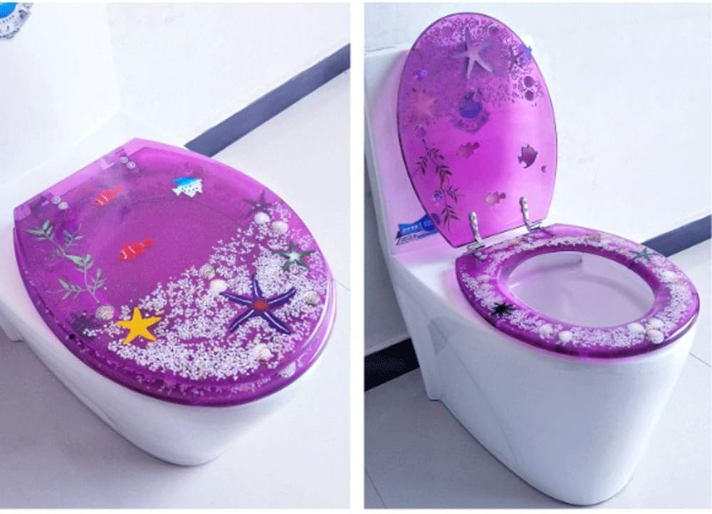 Transparent Fish Aquarium Round Standard Size Toilet Seat with Cover
