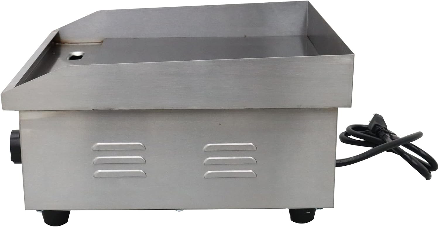 TECHTONGDA 14' Flat Top Electric Griddle, 1500W Commercial Grade Stainless Steel Teppanyaki Grill, Adjustable 122°F-572°F Heat Control, Hot Plate BBQ, Countertop Griddle for Kitchen, BBQ, Restaurant