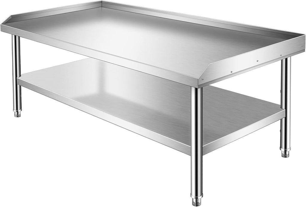 Stainless Steel Equipment Grill Stand with Undershelf, 60' x 30' Heavy Duty Griddle Stand Table for Kitchen, Bar, Restaurant, Home and Hotel
