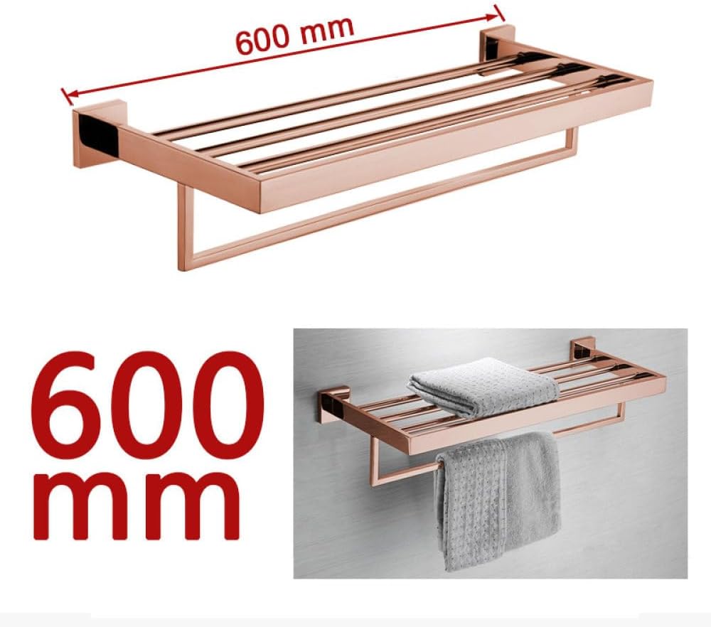 Shiny Polished Rose Gold Bathroom Hardware Accessories Towel Rack Toilet Paper Holder Towel Rail Bar Bathroom Robe Hook,60cm Towel Rack
