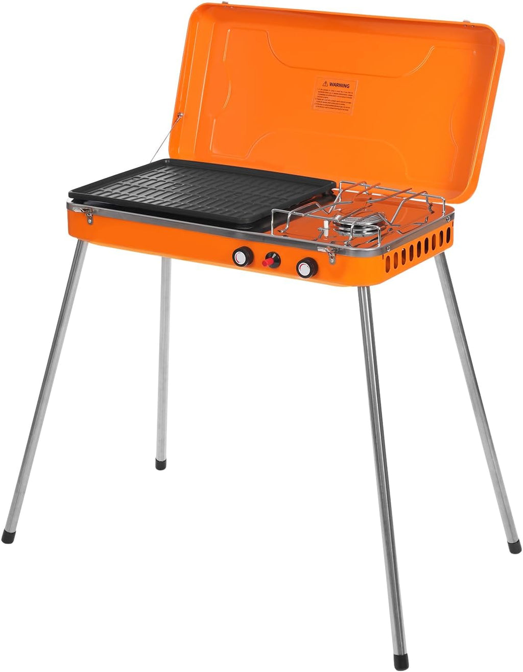 Portable Gas Grill 2-in-1 Small Propane Grill and Griddle Combo 5,860 BTU Burner Camping Grill Propane Portable Gas Grills for Outdoor Cooking, Camping, BBQ, Tailgating