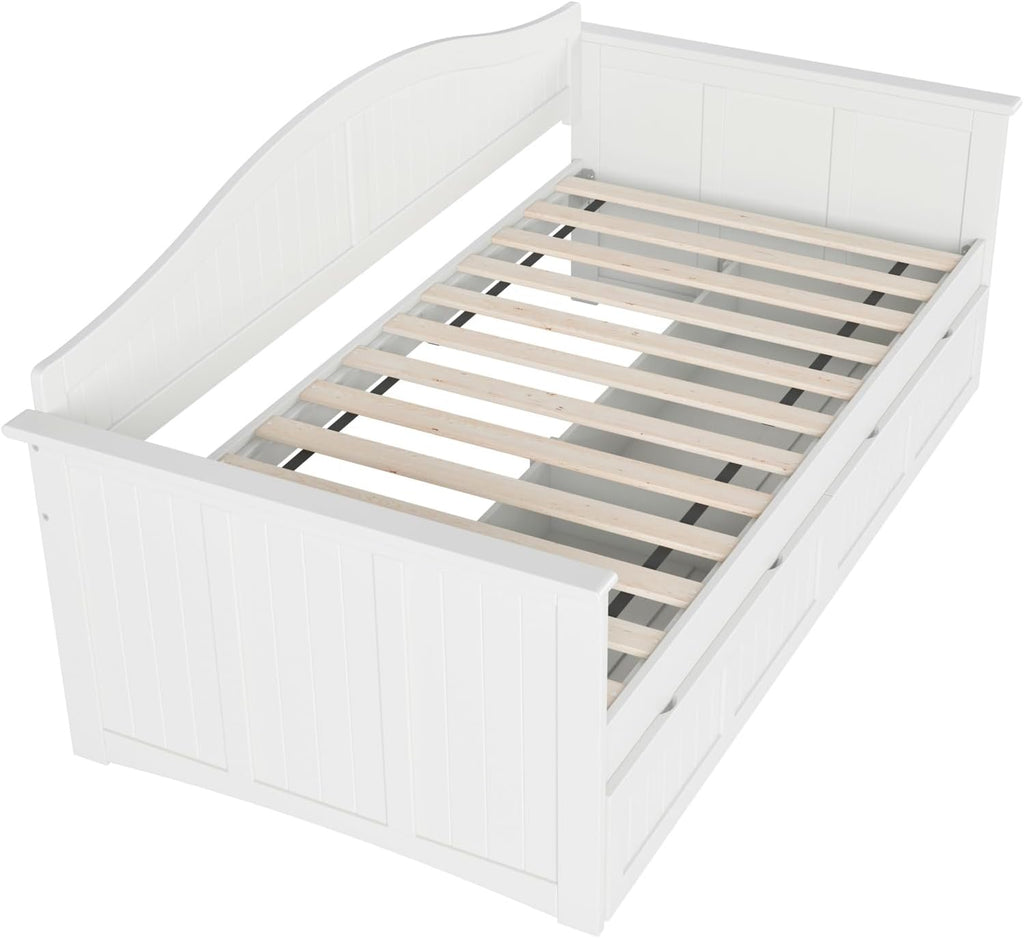 AFI, Nantucket Twin Size Wood Daybed Frame with 2 Storage Drawers, White