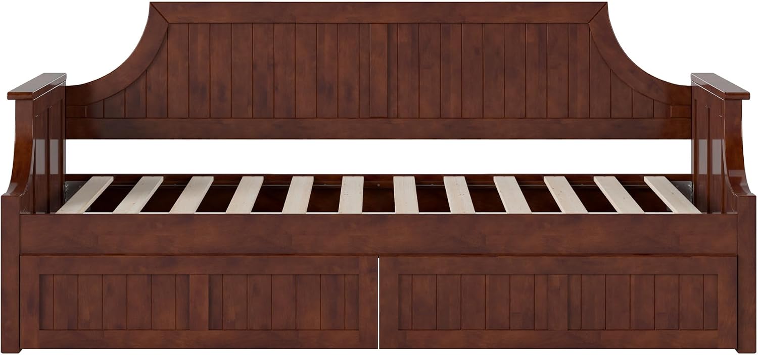 AFI Cambridge Twin Wood Daybed with Set of 2 Drawers in Walnut