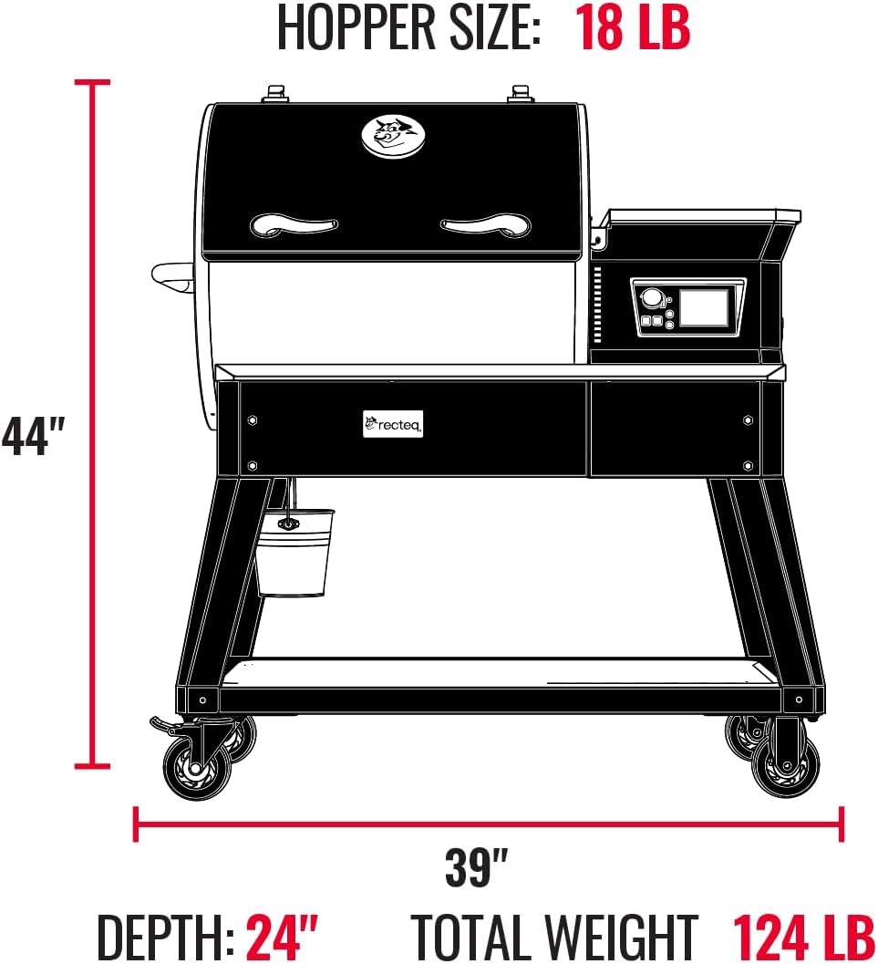 recteq Patio Legend 600 Pellet Smoker, Pellet Grill with Wifi & App Connectivity, Outdoor Smokers Grills, Wood Pellet Grills, Temp Range 180° to 700+°, Smoker Grill + Grilling Basics Bundle