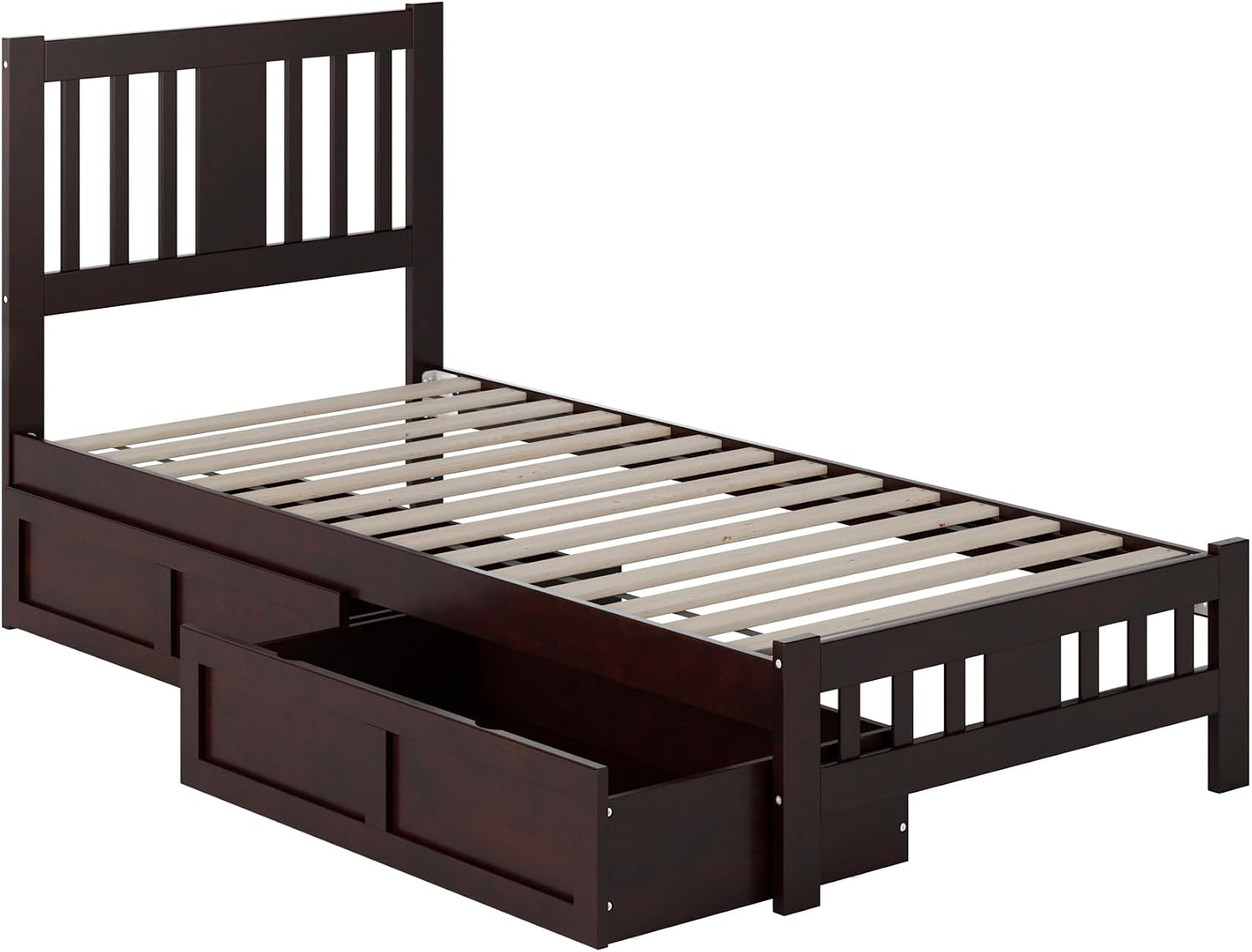 AFI, Tahoe Twin XL Platform Bed with Matching Footboard & Set of 2 Under-Bed Storage Drawers, Espresso