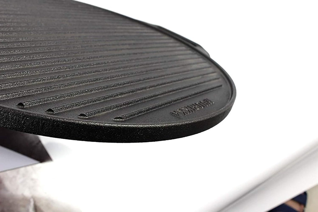 Cast Iron Double-Sided Baking Pan Grid Cast Iron Grill And Griddle Combo. Reversible 41CM Grill/Griddle Pan With Easy-Grip Handles