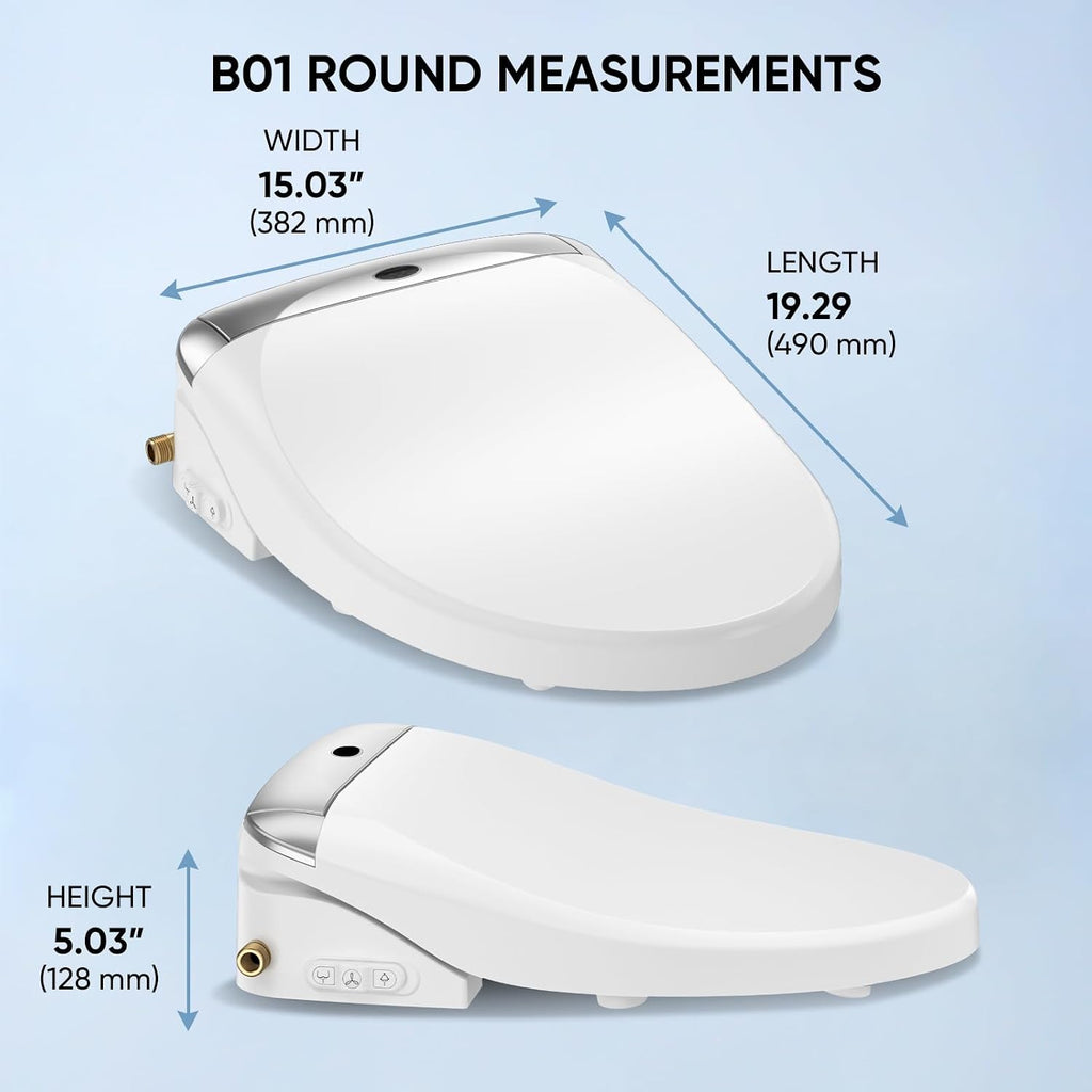 LEIVI Electric Bidet Toilet Seat with Wireless Remote and Side Panel, Multiple Spray Modes, Adjustable Heated Seat, Warm Water and Air Dryer, Auto LED Nightlight, Round