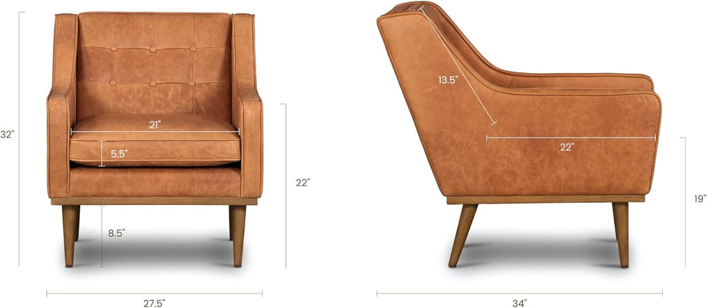 Gus Lounge Chair in Cognac Tan