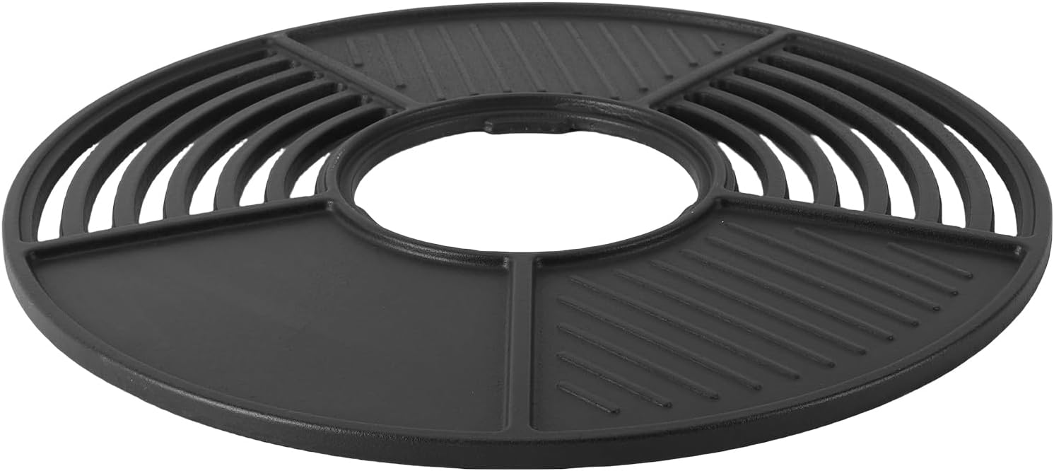 42cm Cast Iron Round Grill Grate, Cooking Grates Griddle Combo Non Stick Charcoal Grill BBQ Pan Plate Replacement for Outdoor Camping Picnics