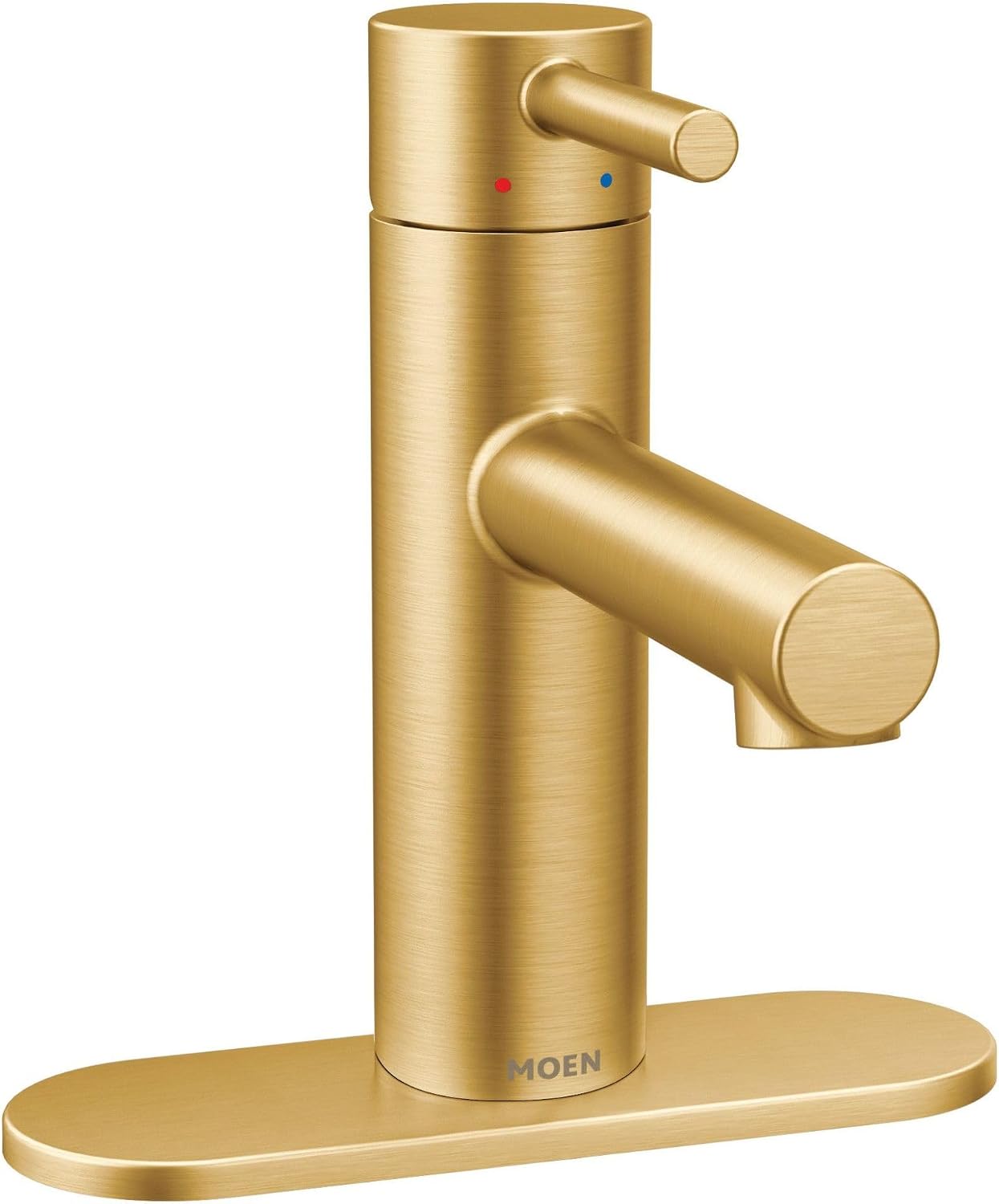 Moen Align Brushed Gold One-Handle Modern Bathroom Faucet with Drain Assembly and Optional Deckplate, Single Hole Bathroom Sink Faucet, 6190BG