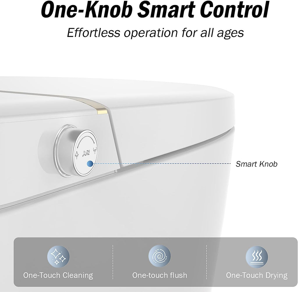 Smart Toilet with Bidet Built In, Heated Seat, Tankless Modern Elongated Electric Toilet with Warm Water Wash, Air Dryer & Dual Auto Flush, LED Display & 1000g MaP Flush, 1.28 GPF