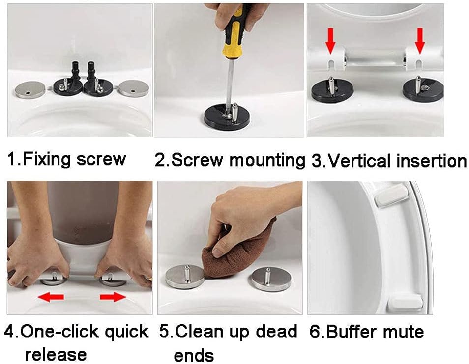 Toilet Lid - Seat will Slow Close and Never Come Loose, Round, Enameled Wood