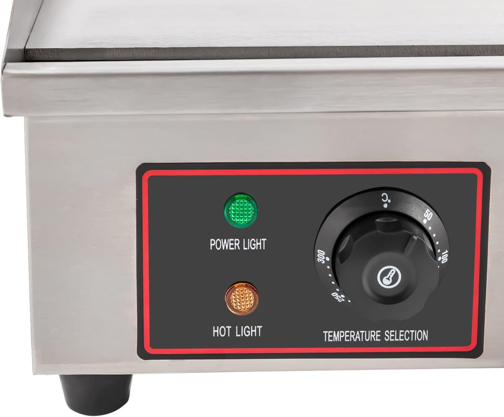 110V Commercial Griddle, Electric Countertop Griddle Commercial Flat Top Grill 50°C-300°C/122°F-572°F Temperature Range for Processing Vegetables, Chicken Fillet 28.7 x 18.9 x 9.06 Inch