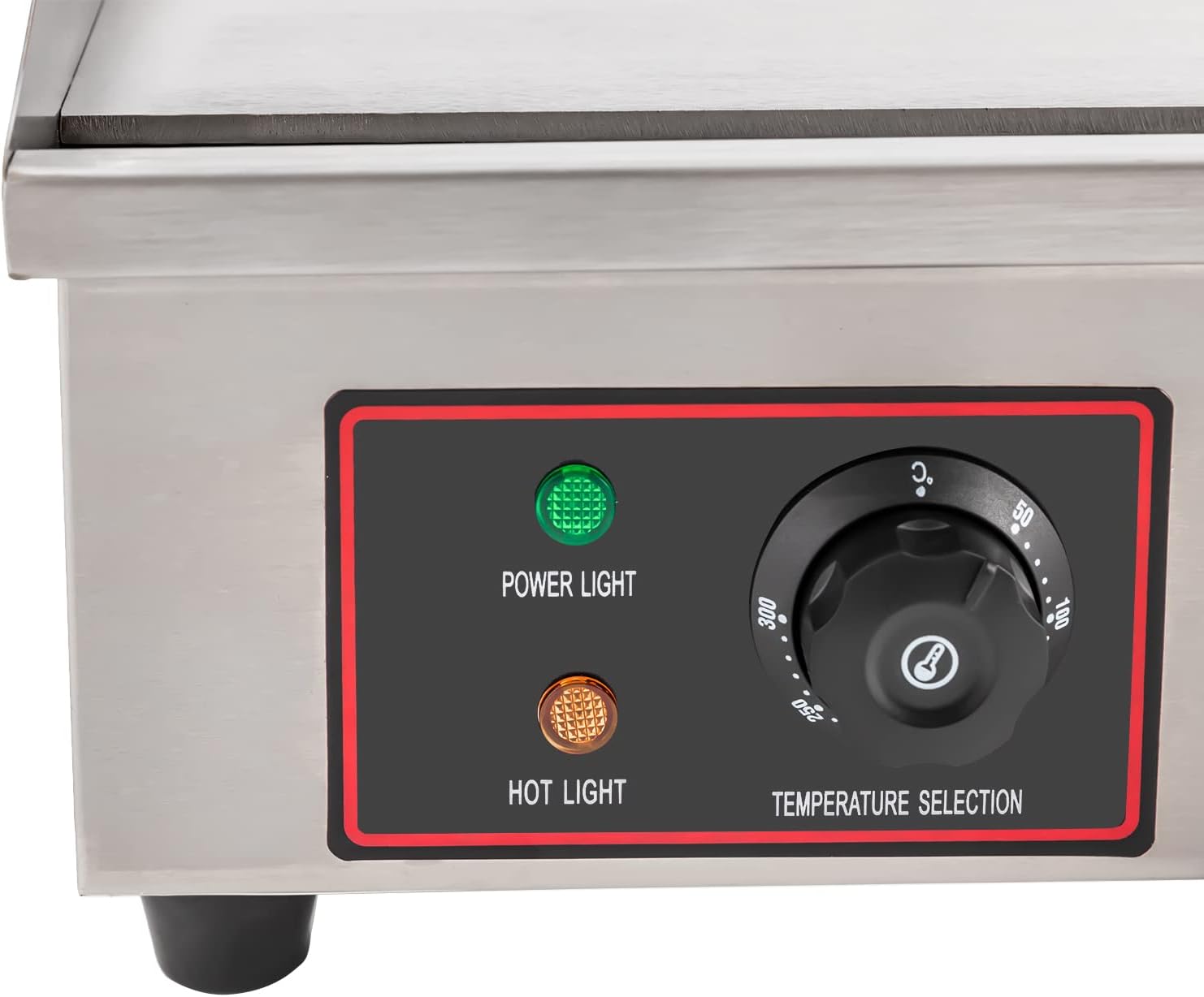 Electric Countertop Griddle 3000W 110V, 50-300°C Flat Top Grill Stainless Steel Hot Plate, Commercial Teppanyaki Grill for Restaurant Kitchen Vegetables Meat Steak Pancakes BBQ Grilled Cheese