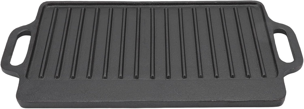 Cast Iron Heavy Duty Grill Griddle for Uniform Heating and Durable Cooking, for Steak, Chicken, Pancakes, Bacon and Eggs, with Easy Grip Handles, Stove Top Griddle for Household (51x23CM)