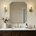 ANDY STAR 24'x30' Brushed Gold Bathroom Mirror, Rectangle Mirror for Bathroom, Champagne Bronze Mirror in Rustproof Stainless Steel Thin Frame, Elegant Scalloped Edge Design, Ideal for Home Remodel