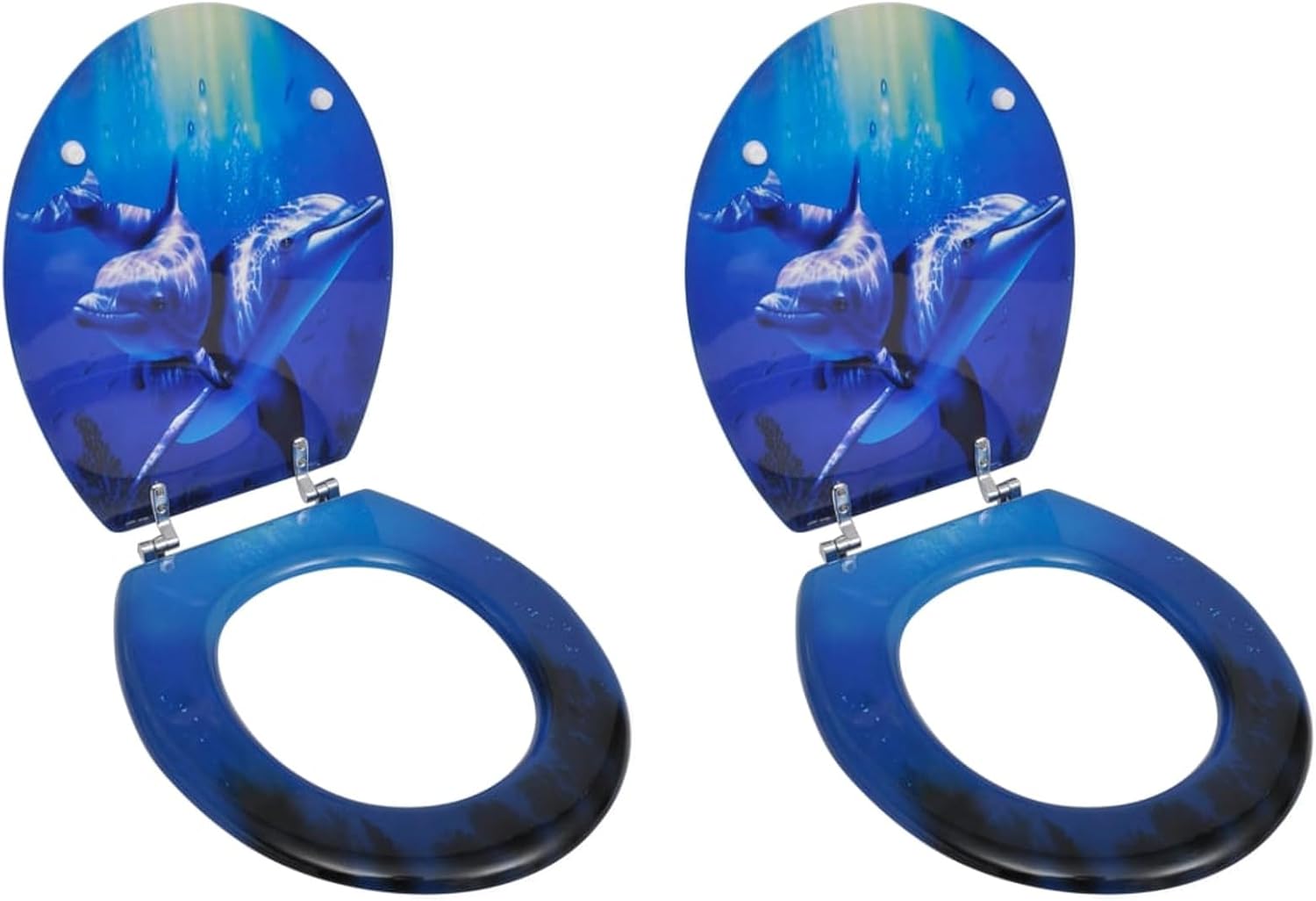 Toilet Seats with Lids 2 pcs MDF Dolphin Toilet & Bidet Seats