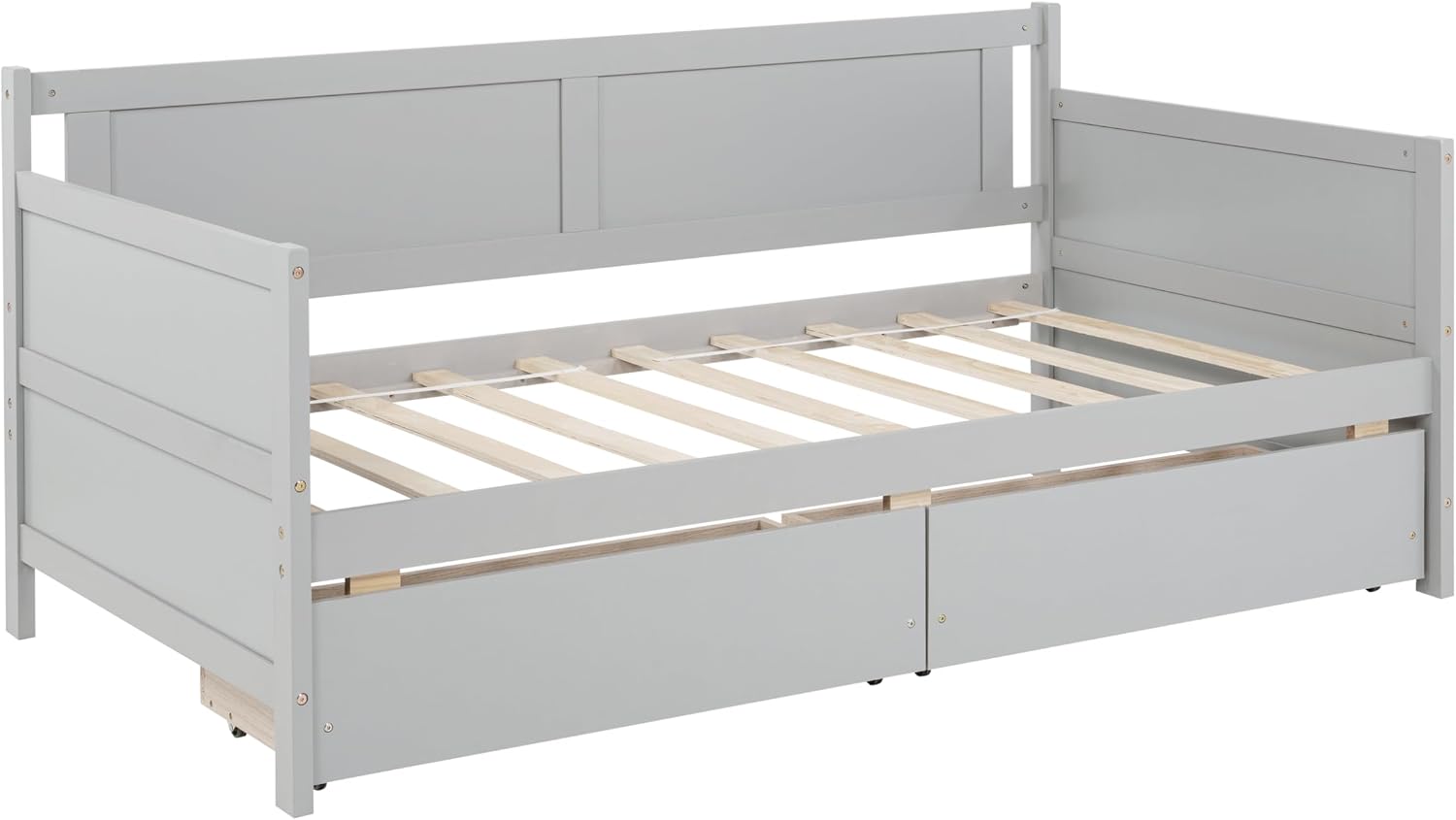 Bellemave Twin Size Kids Bed with 2 Storage Drawers, Wood Twin Daybed with Storage, BedFrames for Kids, Adults, Gray