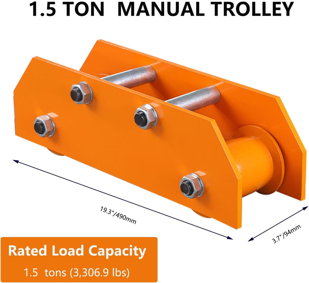 Extended Push Beam Hand Truck 1.5-3 Tons, 3.7' - 4.9' Flange Width 3300-6600 Lb Capacity Steel Hand Truck Suitable For Garages,construction Sites,warehouses(1.5 tons/3300 lbs)