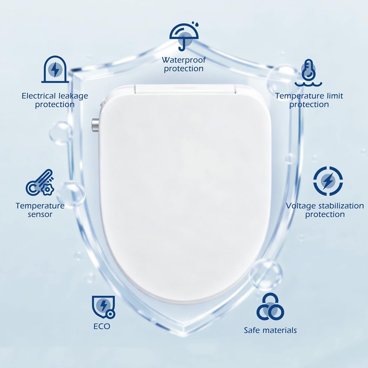Bidet Toilet Seat, Electric Smart Heated Toilet Seat with Instant Warm Water & Dryer, Feminine & Front Rear Wash, Self-Clean Nozzle, Night Light, Wireless Remote, Soft Closed Toilet Lid, Elongated