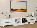 Extendable TV Stand, Modern Media Console for Up to 100 Inch TV, 67'-90' Extendable Entertainment Center with 2 Large Cabinets & Open Shelves, TV Cabinet for Living Room-White