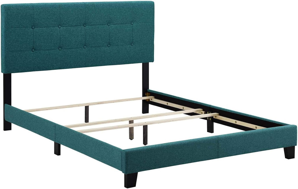 Modway Amira Tufted Fabric Upholstered Full Bed Frame With Headboard In Teal