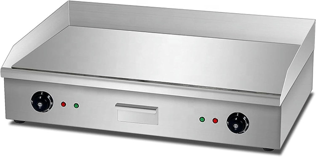 Commercial Flat Top Electric Griddle, Dual Control Stainless Steel Countertop Grill Teppanyaki Griddle with Adjustable Temp Control from 50°c to 300°c